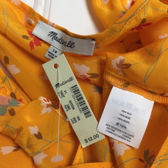 NEW Madewell Silk Wrap Cami Painted Carnations 14 - Picture 8 of 8